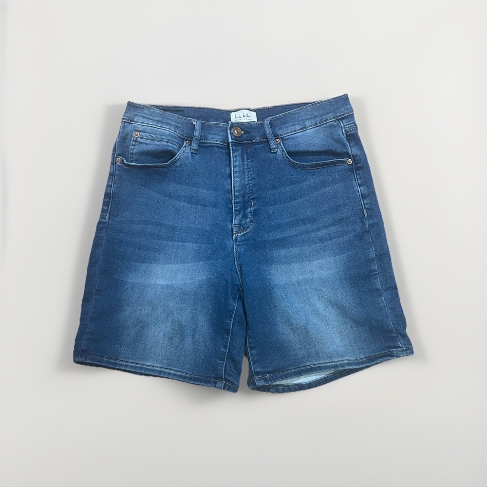 Nicole Miller New York Soho High Rise Denim Shorts Women's Size 10 Blue Stretch
